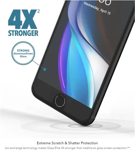 Vista 7 de ZAGG InvisibleShield Glass Elite+ Plus - Protector de pantalla para iPhone SE (2ª generación 2020 y 3ª generación 2022), iPhone 8 y iPhone 7, vidrio