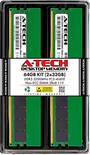Vista 11 de A-Tech 8GB DDR5 4800MHz PC5-38400 CL40 UDIMM 1.1V sin ECC sin búfer DIMM 288-Pin PC de escritorio PC/computadora RAM módulo de actualización