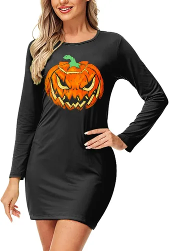 Vista 2 de Deerose Vestido de Navidad de manga larga para mujer, ajustado y elástico