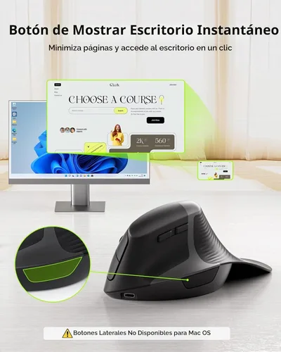 Vista 3 de seenda MOE302 Ratón ergonómico vertical inalámbrico para comodidad de Azul