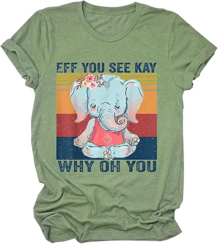 Vista 3 de EFF You See Kay - Camisetas de manga corta con estampado de letras para mujer