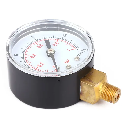 Vista 9 de Psi Presión Baja Presión 1/4 Npt Manómetro, Presión 1.969 in Dial 1/8 BSPT Conexión inferior para aire, agua, aceite, gas 0-15psi (0-15psi 0-1bar)