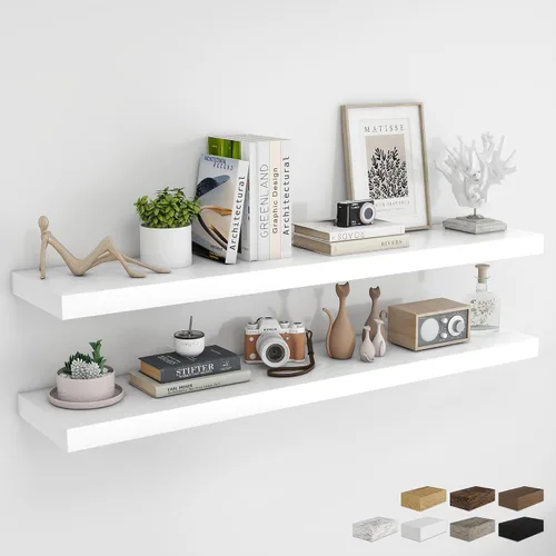 Vista 74 de RICHFOCUS Estantes flotantes de 8 pulgadas para estantes cuadrados de pared para dormitorio, cocina, baño, estante flotante de madera rústica