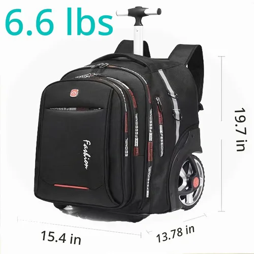 Vista 2 de Mochila con ruedas de 22 pulgadas con ruedas para viajes, mochilas con ruedas de gran capacidad de 55 L, mochila con ruedas con compartimento