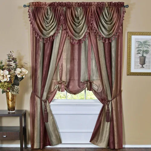 Vista 16 de PowerSellerUSA Designer Home - Paneles de cortina semitransparentes a rayas multicolor (beige, bufanda de 50 x 144 pulgadas)
