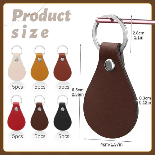 Vista 2 de Kit de llavero de cuero multicolor para sellar manualidades de bricolaje para trabajo de cuero, Marrón 2
