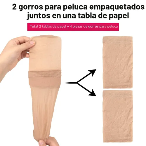 Vista 2 de Fandamei 4 piezas Gorras de Peluca de Media de Nailon Elástico Marrón Claro para Mujeres