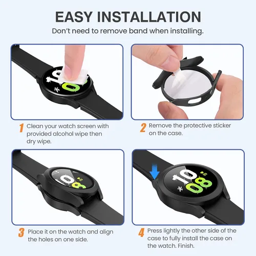 Vista 7 de Tensea [Paquete de 2]: Funda protectora de pantalla para Samsung Galaxy Watch FE 2024/5 2022/4 2021, accesorios de 1.57 pulgadas, cubierta