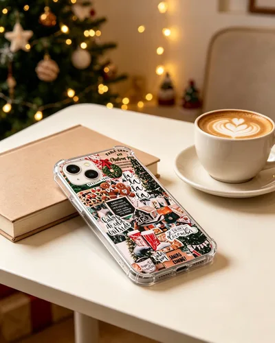 Vista 6 de Funda estética navideña compatible con iPhone 15, funda festiva de invierno para iPhone 15, funda de TPU a la moda Navidad estética