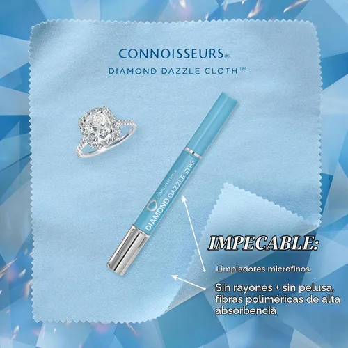 Vista 4 de CONNOISSEURS Dream Team Diamond Cleaning Bundle - Incluye Diamond Dazzle Stik y 2 paños de limpieza de joyas para anillos, aretes y pulseras