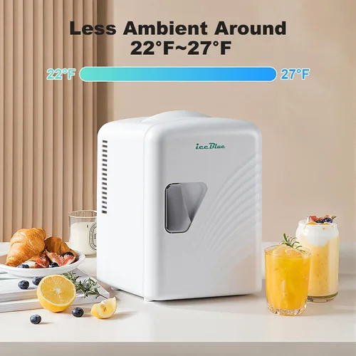 Vista 2 de Mini nevera, 4 litros/6 latas de cuidado de la piel con línea ondulada retro (blanco) Compact Mini Makeup Fridge for Beauty & Beverages, Dual-use