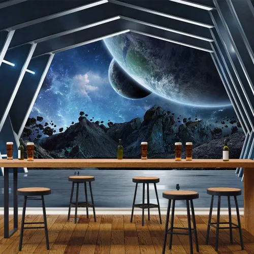 Vista 2 de Bormia Papel tapiz 3D para oficina, sala de estar, dormitorio (no se pega ni se pega)
