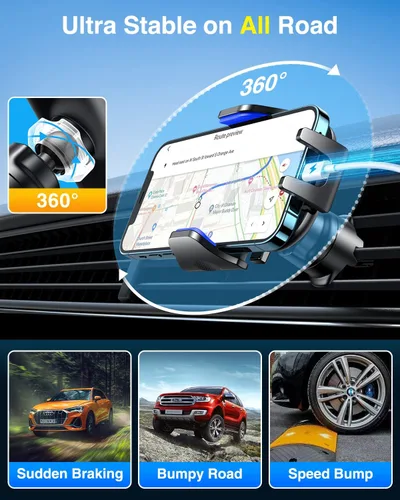Vista 8 de VANMASS [Verdad Grado Militar] Soporte para teléfono de coche [Mejor succión y clip] Soporte para teléfono celular para salpicadero, rejilla