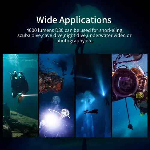Vista 6 de XTAR D30 4000 Lumen Buceo Linterna de Buceo Luz de Video LED multicolor, Luz subacuática de 328.1 ft de Fotografía de Buceo con Función de Bloqueo