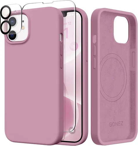 Vista 115 de GONEZ Funda magnética para iPhone 14, compatible con Magsafe, con protector de pantalla + protector de cámara, forro de microfibra antiarañazos