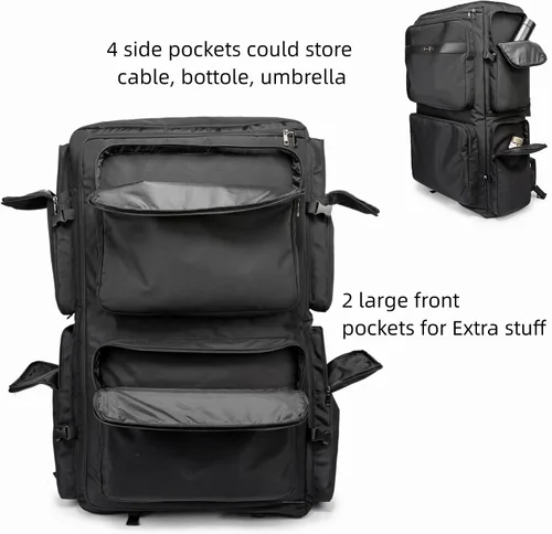 Vista 4 de Rabjen Mochila DJ para Club Gigs, funda mezcladora de DJ compatible con Pioneer DDJ-SR2, Pioneer DDJ-FLX6-GT, RANE ONE y más equipos