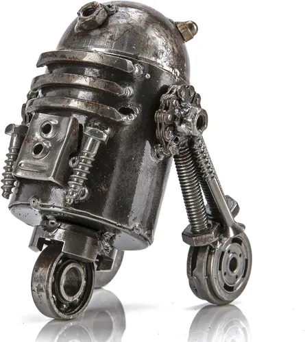 Vista 9 de KALIFANO Mini escultura de metal reciclado inspirada en xenomorfos hecha a mano con chatarra, arte de acero inspirado en alienígenas contra