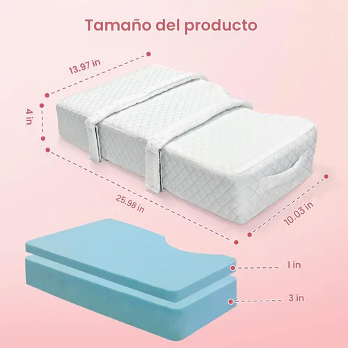 Vista 2 de Almohada de rodilla para dormir de lado, almohada de espuma viscoelástica con correa de 2 capas para ajustar la altura entre las piernas, almohadas