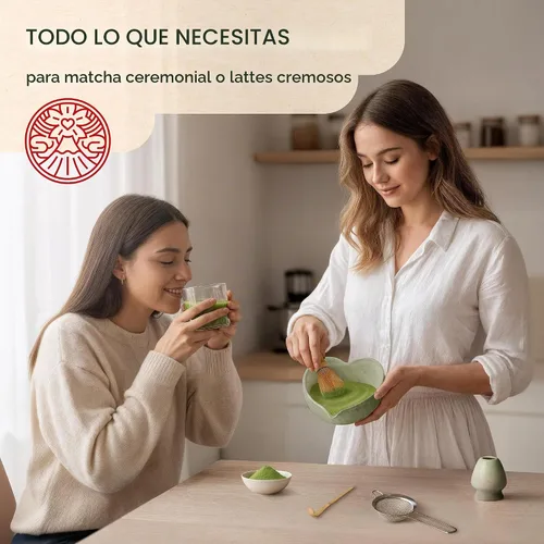 Vista 3 de Rehny's Juego de batidor Matcha Juego completo de matcha verde con cuenco en forma de corazón, batidor de bambú, soporte, tamiz de acero