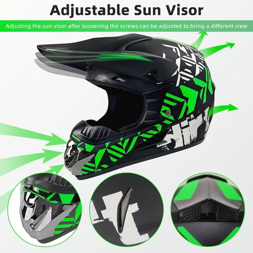 Vista 4 de Cascos de Dirt Bike para Jóvenes de Moda para Niños, Motocross, Motocicleta, BMX, ATV, Todoterreno, Cuatro Ruedas, Cascos Integrales para Bicicleta