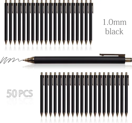 Vista 3 de CRYLLIS Bolígrafos a granel, paquete de 50 bolígrafos para bolígrafos de tinta negra, escritura suave, sin manchas, suministros de oficina, regalos