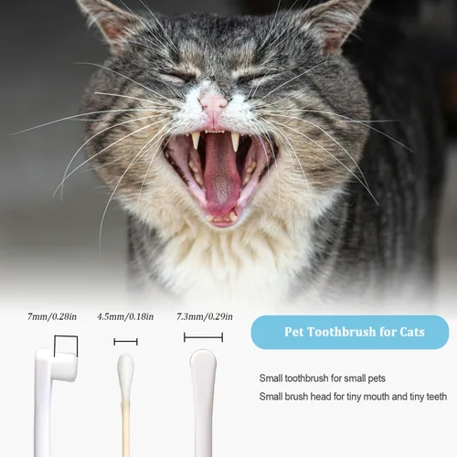 Vista 4 de JGocot Cepillo de dientes para perros pequeños, cabezal de microcepillo, nano cerda, cepillo de dientes suave para encías y dientes sensibles, kit