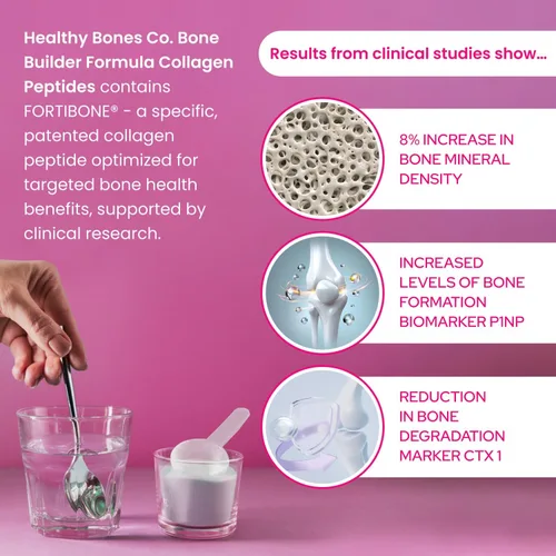 Vista 4 de FORTIBONE Péptidos de colágeno Polvo de colágeno hidrolizado esencial para la construcción de huesos para mujeres y hombres, clínicamente respaldado