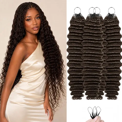 Vista 71 de Human Braiding Hair for Boho Braids 20inch Curly Wave Bulk Bundles 1B (A)1B