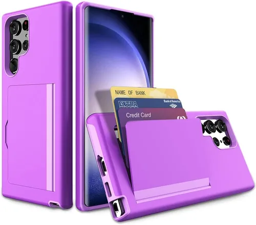 Vista 26 de Funda para Samsung Galaxy S25 con tarjetero, ranura para tarjeta de crédito Funda protectora tipo cartera - Negro