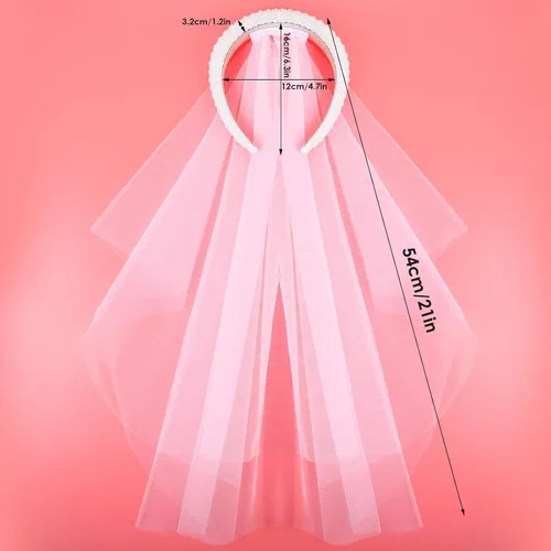 Vista 2 de Yolev Diadema de perlas con velo desmontable para boda, velo de novia, tocado de perlas blancas, decoración de despedida de soltera, regalo