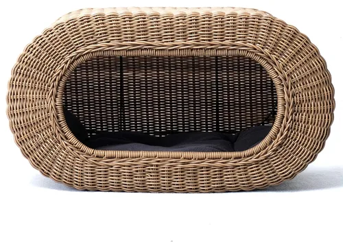 Vista 8 de Divertida casa apilable de mimbre para gatos, casa interactiva de ratán para gatos de interior, para gatos de interior, entrada de casa