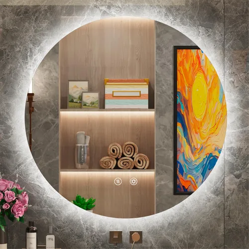 Vista 13 de Espejo LED para baño de 24 pulgadas, 3 temperaturas de color (3000K/4500K/6000K), retroiluminación regulable, antivaho, vidrio HD de 5MM, CRI 90+