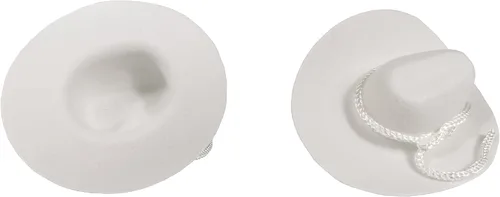 Vista 2 de 12 sombreros de vaquero del oeste miniatura de 2 pulgadas color blanco para decoración o recuerdos de boda