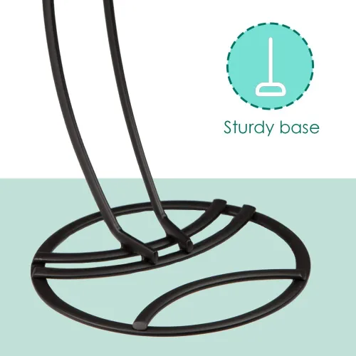 Vista 4 de Home Basics Soporte de acero para árbol de plátano, resistente a la corrosión, evita moretones, base circular, acabado satinado negro