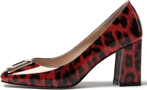 Vista 2 de WAYDERNS Zapatos de tacón alto con puntera cuadrada para mujer, de 3 pulgadas