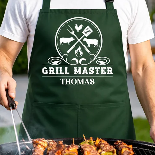 Vista 2 de Delantal para barbacoa y parrilla, regalo personalizado para el día del padre para papá, maestro de parrilla, abuelo, delantal de chef, delantales