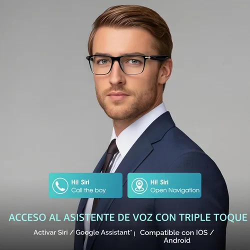 Vista 5 de Lentes inteligentes Bluetooth con altavoces, lentes de sol fotocromáticos Negro