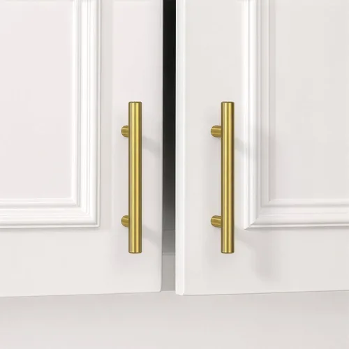 Vista 25 de Goldenwarm Paquete de 15 manijas doradas de 2-1/2 pulgadas, tiradores de gabinete de latón cepillado, manijas doradas para cajones de cocina