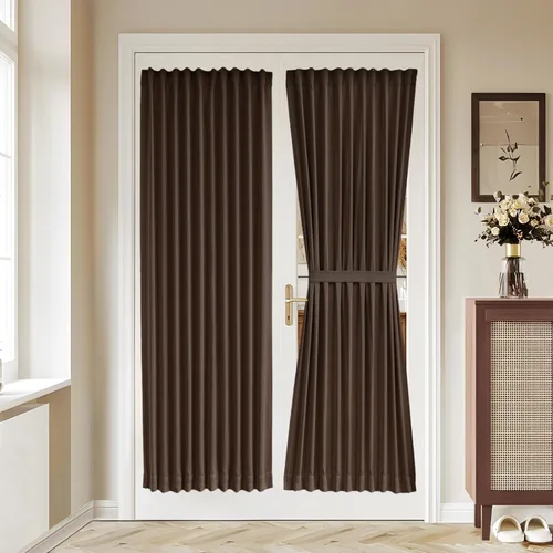 Vista 95 de Vatge Cortinas laterales autoadhesivas para puertas de cristal, sin taladro, extraíble, panel de filtrado de luz, 1 panel, 12 pulgadas de ancho x 60