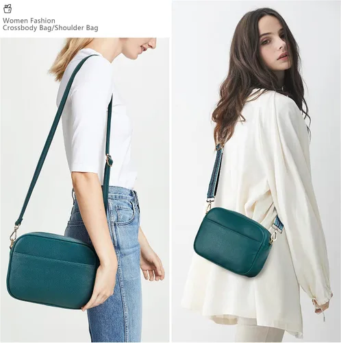 Vista 2 de KALIDI Bolso cruzado casual, de cuero vegano, 2 correas, bolso de hombro casual para mujer, bolso de trabajo, compras, viajes de noche