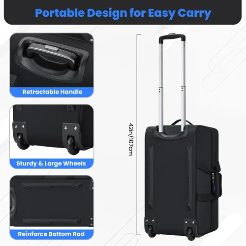Vista 10 de Estuche para controlador de DJ con ruedas, bolsa de DJ rodante para DJ