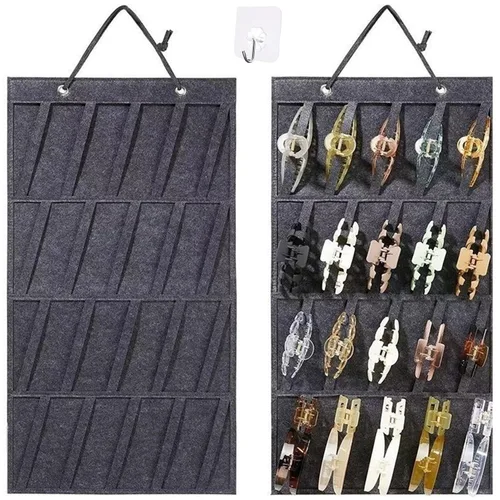 Vista 7 de Soporte organizador de clip de garra para mujeres y niñas, soporte de almacenamiento de clip para el cabello colgante para pared, puerta, armario