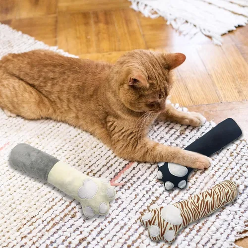Vista 5 de Andiker Cat Toys - Patas de gato, 10.5 pulgadas, juguetes de hierba gatera con sonido arrugado, suave y duradero, juguetes interactivos para gatitos