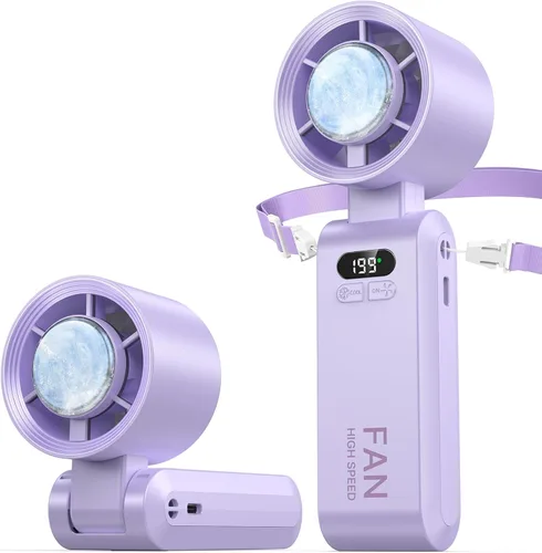 Vista 12 de Ventilador turbo portátil de mano con enfriador de hielo, velocidad (1-199) Ventilador personal recargable de 5500mAh