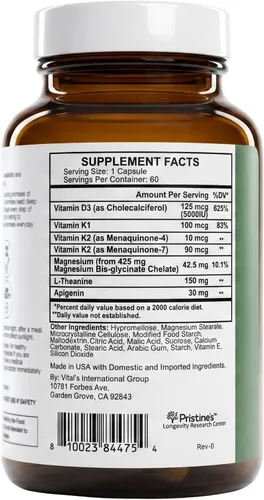 Vista 8 de PRISTINE'S Vitamina D3 K2 5000 UI cápsulas con magnesio, certificado NSF