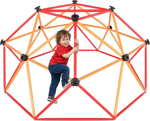 Vista 10 de Gardenature Domo de escalada de 6 pies para niños de 3 a 8 años, gimnasio de selva para interiores y exteriores, escalador de cúpula geométrica que