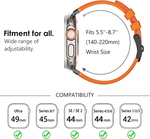 Vista 6 de WINGLE AP - Correas de lujo para Apple Watch Band Ultra 3/2/1 Band Ultra 1.929 in Series 11 10 1.811 in 1.772 in 1.732 in 1.654 in SE 3/2/1 Series 9