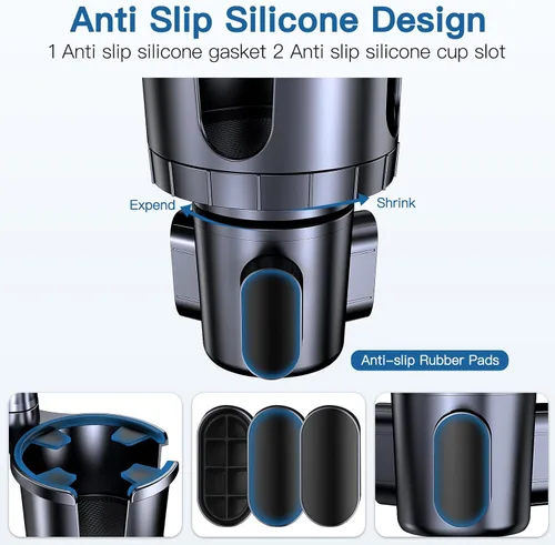 Vista 3 de Portavasos para teléfono y tableta, 2 en 1, iPad con brazo extensible ajustable para teléfono de 4.7 a 10 pulgadas, soporte para tableta compatible