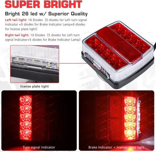 Vista 6 de Linkitom Kit de luces LED magnéticas para remolque, cable de 24 pies con enchufe de 7 pines, impermeable IP68, aprobado por DOT