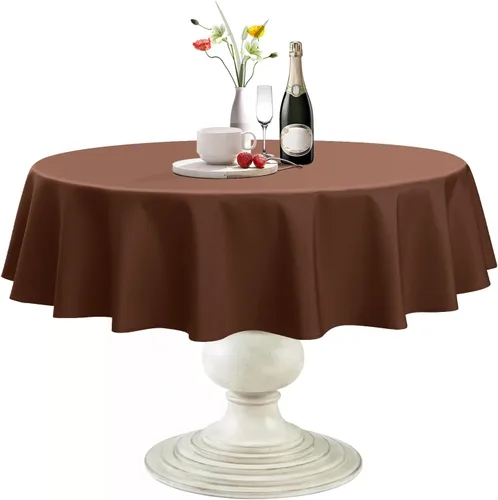 Vista 26 de Softalker Mantel Redondo, Impermeable y Resistente a las Manchas, Mantel de Tela Sin Arrugas, Lavable, Poliéster de 210GSM, Cubierta de Mesa